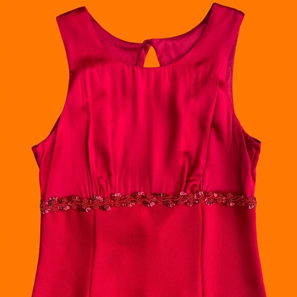 90's vintage red satin sequins formal holiday evening dress Size 7 Byer Too! - Picture 2 of 8
